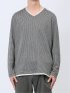 メランジジャガード フェイクVネック長袖Tシャツ