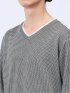 メランジジャガード フェイクVネック長袖Tシャツ