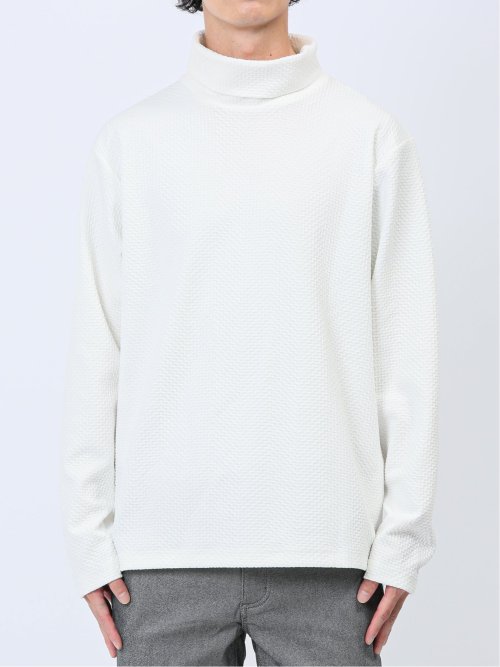 シェブロンジャガード タートルネック長袖Tシャツ