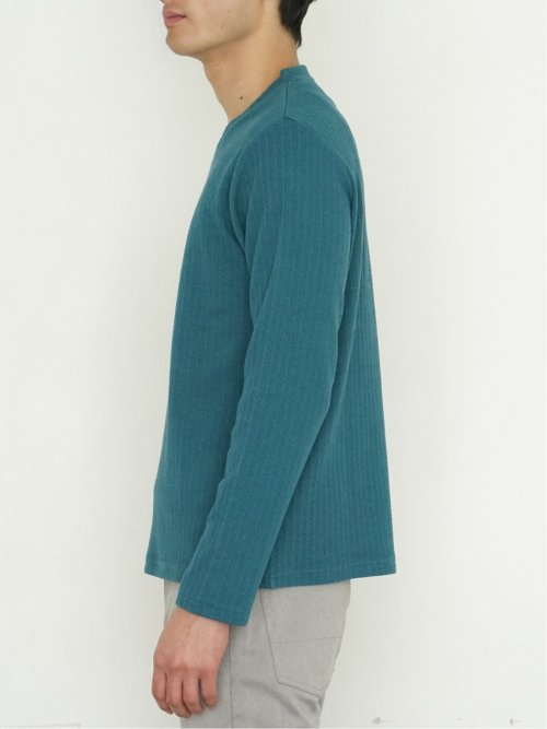 ふくれジャガード ケーブル柄 Vネック長袖Ｔシャツ