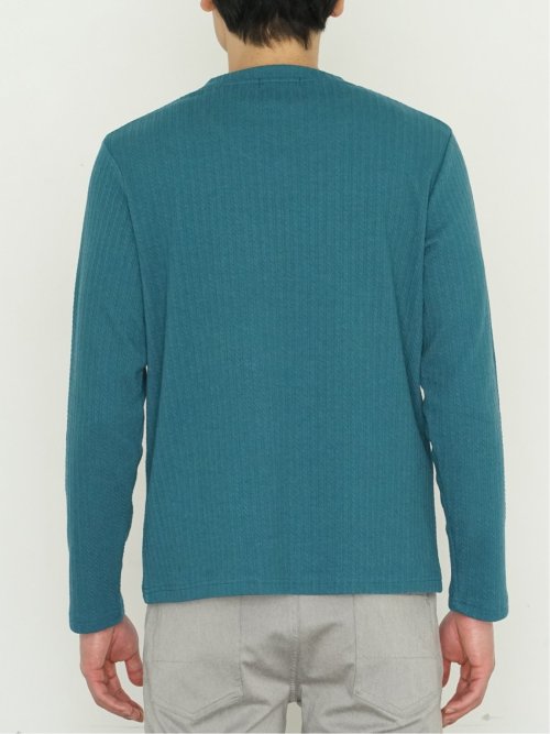 ふくれジャガード ケーブル柄 Vネック長袖Ｔシャツ