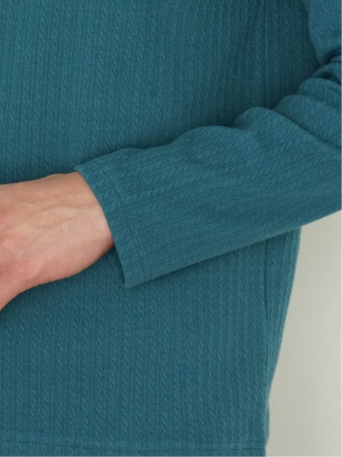 ふくれジャガード ケーブル柄 Vネック長袖Ｔシャツ