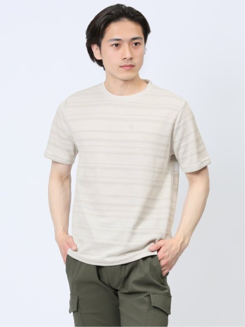 メッシュ 裏ボーダー クルーネック半袖Tシャツ