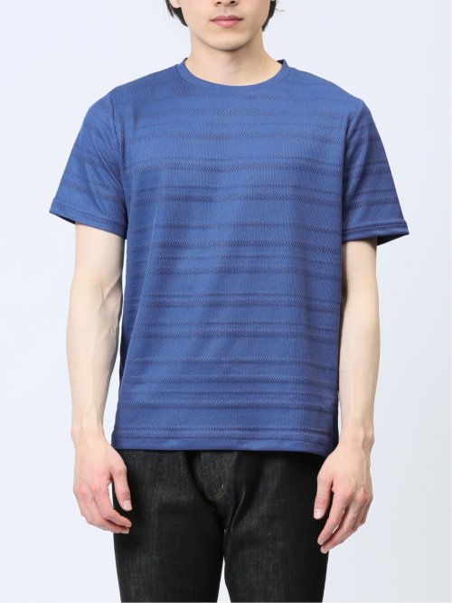 メッシュ 裏ボーダー クルーネック半袖Tシャツ