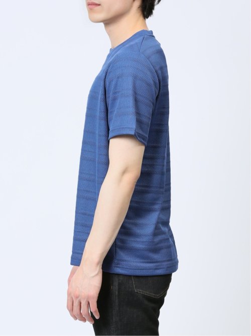 メッシュ 裏ボーダー クルーネック半袖Tシャツ