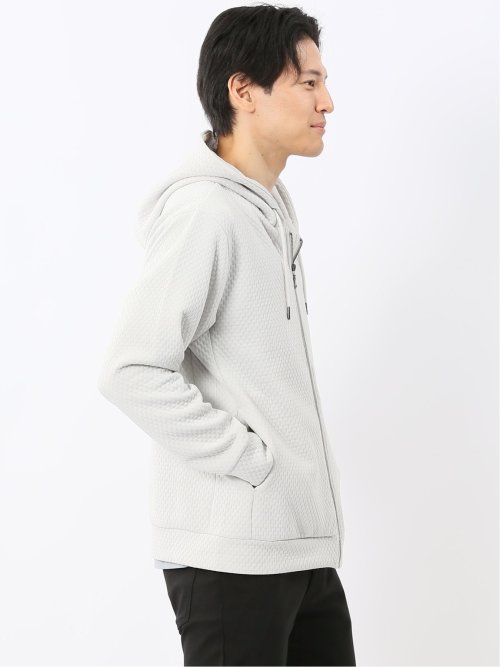 ふくれジャガード 長袖ジップパーカー