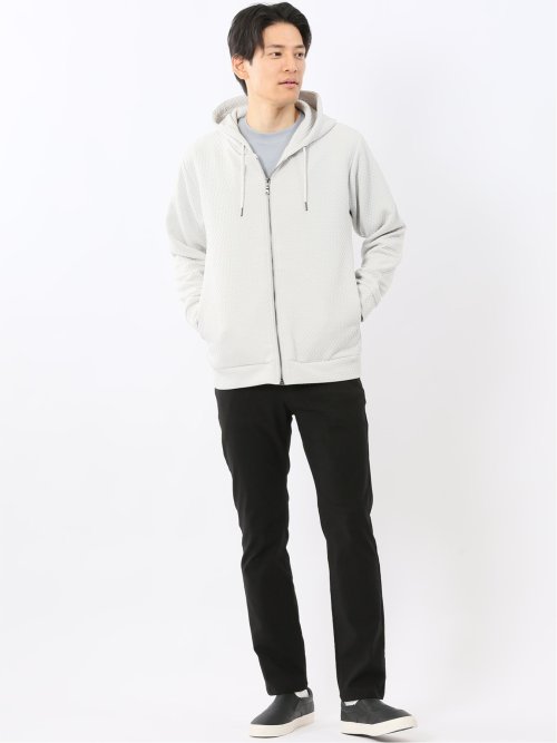 ふくれジャガード 長袖ジップパーカー