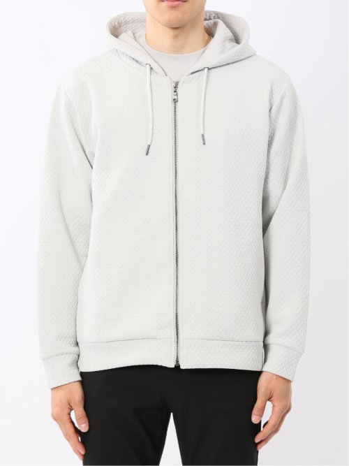 ふくれジャガード 長袖ジップパーカー