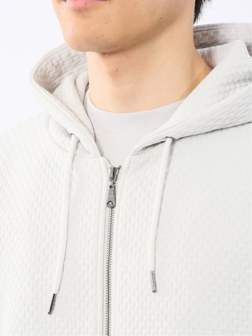 ふくれジャガード 長袖ジップパーカー