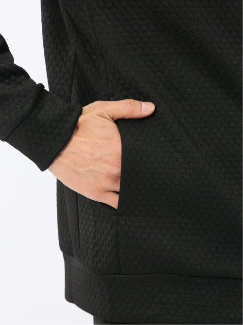 ふくれジャガード 長袖ジップパーカー