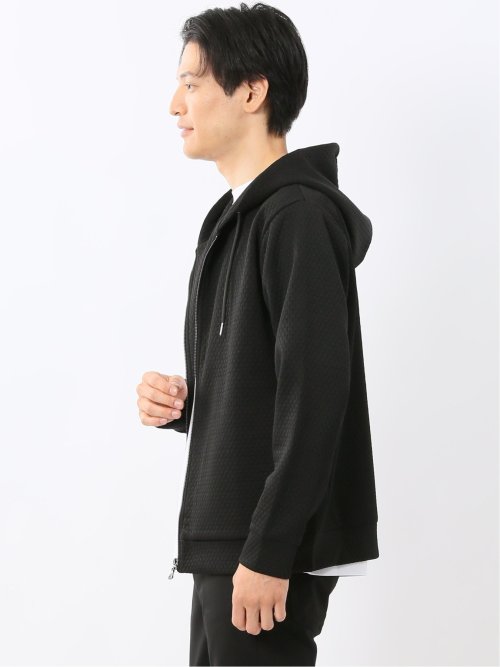 ふくれジャガード 長袖ジップパーカー