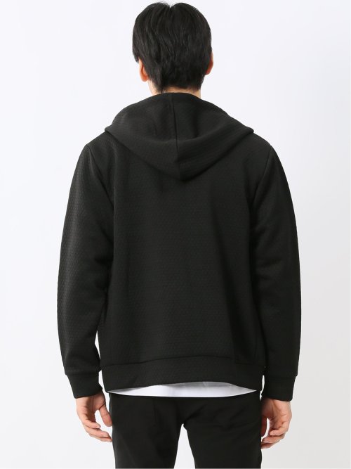 ふくれジャガード 長袖ジップパーカー