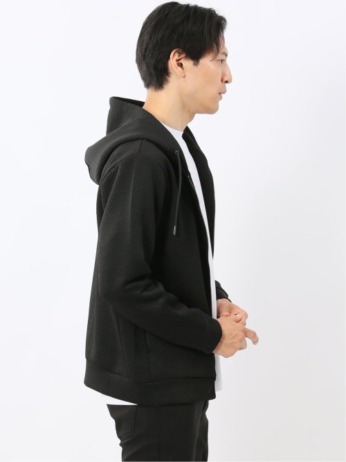 ふくれジャガード 長袖ジップパーカー