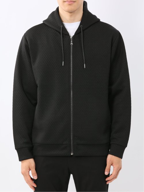 ふくれジャガード 長袖ジップパーカー