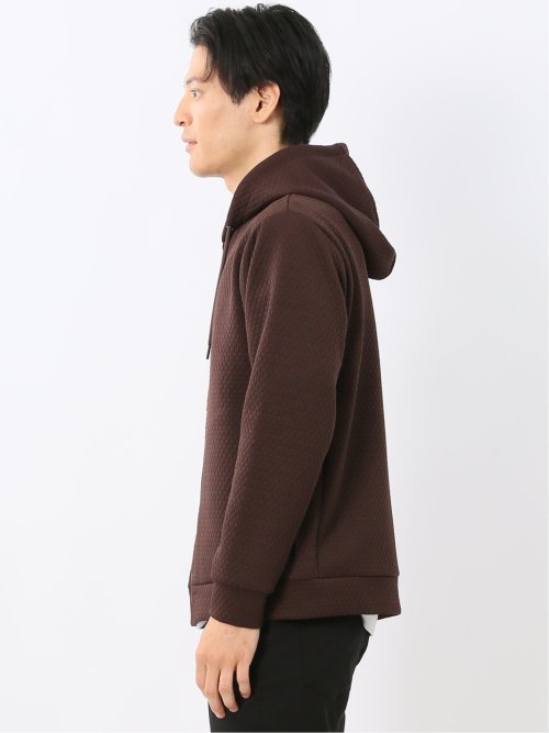 ふくれジャガード 長袖ジップパーカー