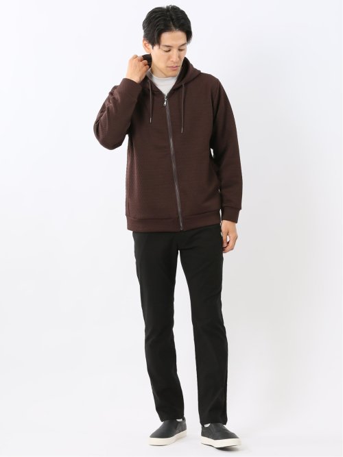 ふくれジャガード 長袖ジップパーカー