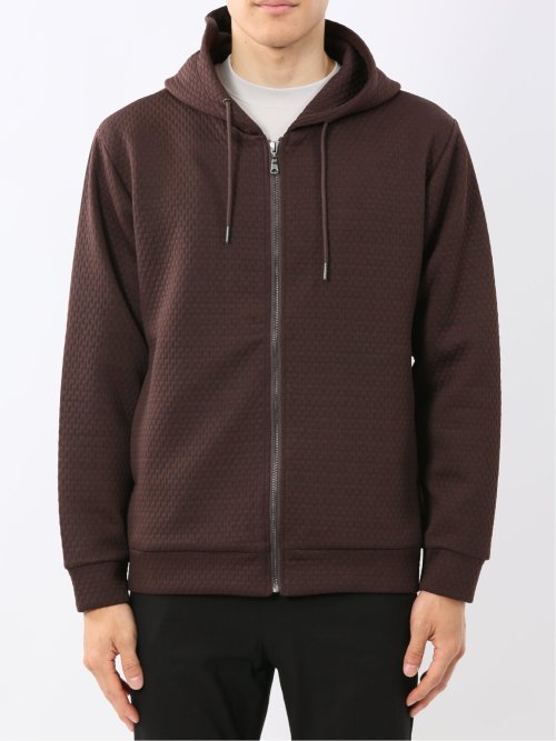 ふくれジャガード 長袖ジップパーカー