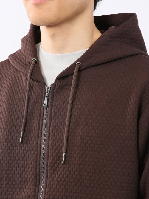 ふくれジャガード 長袖ジップパーカー