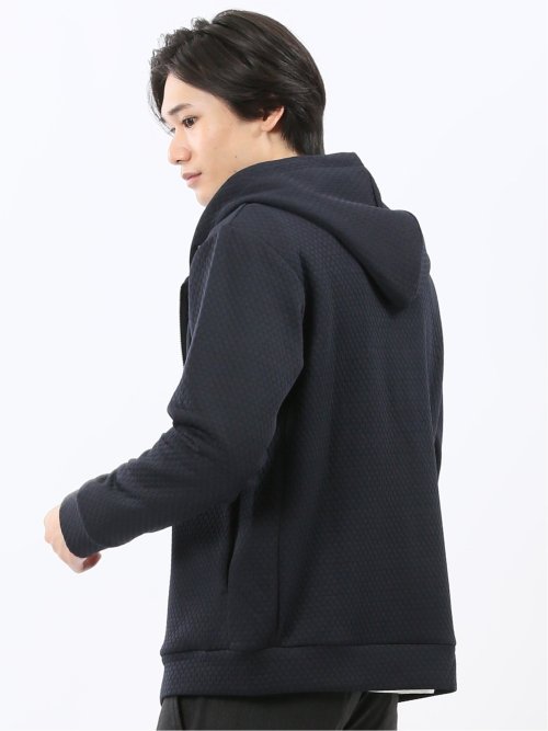 ふくれジャガード 長袖ジップパーカー