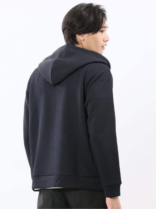 ふくれジャガード 長袖ジップパーカー