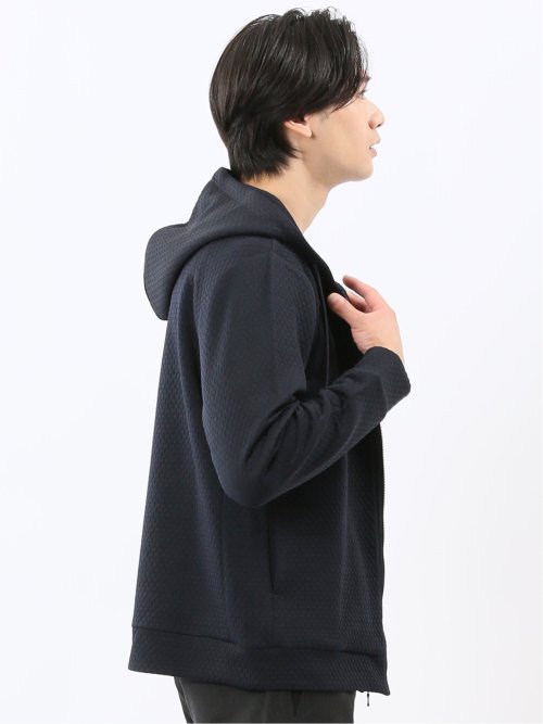 ふくれジャガード 長袖ジップパーカー