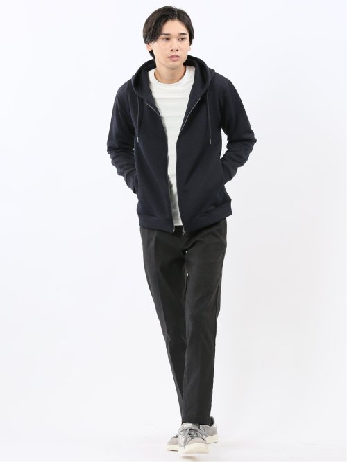 ふくれジャガード 長袖ジップパーカー