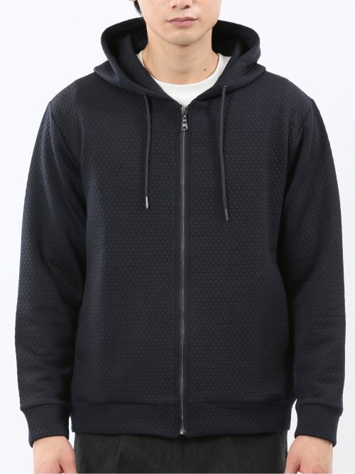 ふくれジャガード 長袖ジップパーカー