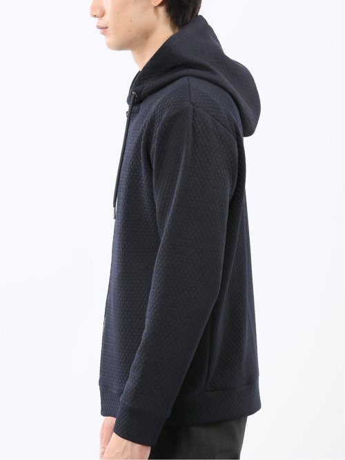 ふくれジャガード 長袖ジップパーカー