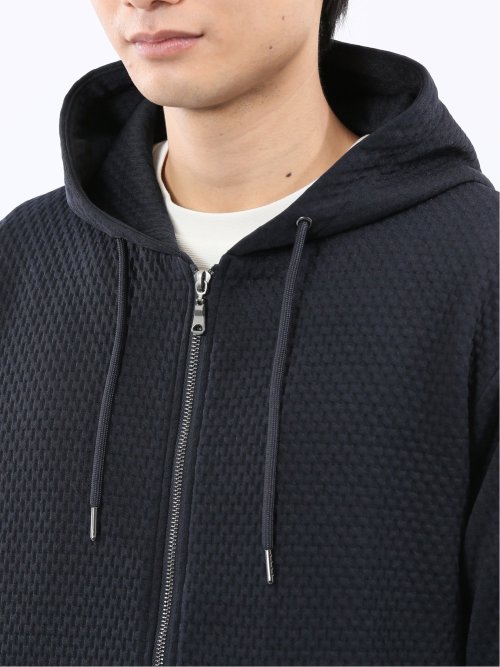 ふくれジャガード 長袖ジップパーカー