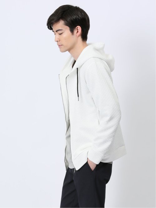 ふくれジャガード 長袖ジップパーカー