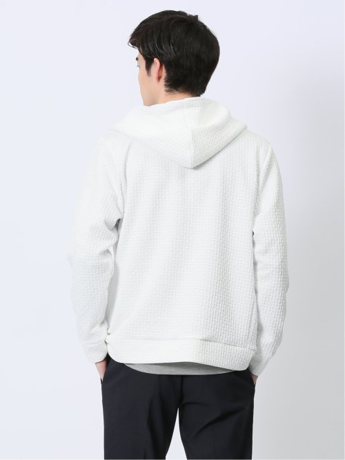 ふくれジャガード 長袖ジップパーカー