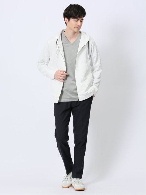 ふくれジャガード 長袖ジップパーカー