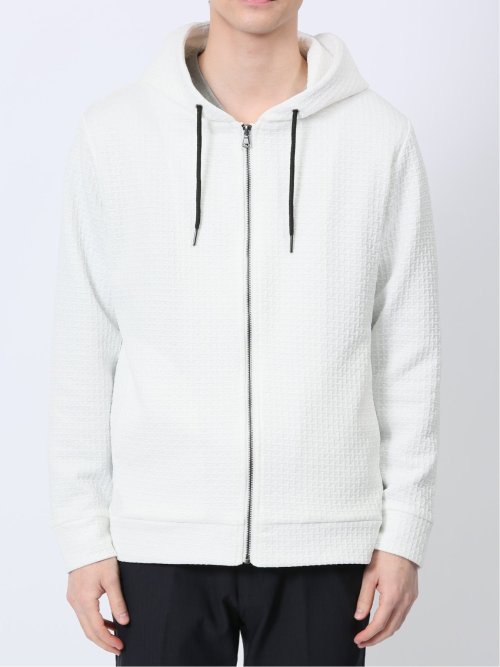 ふくれジャガード 長袖ジップパーカー