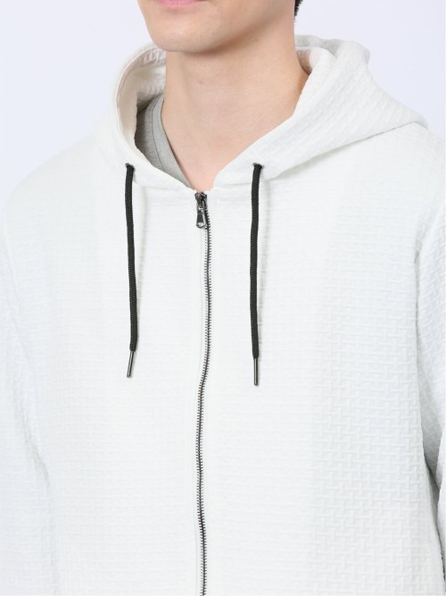 ふくれジャガード 長袖ジップパーカー