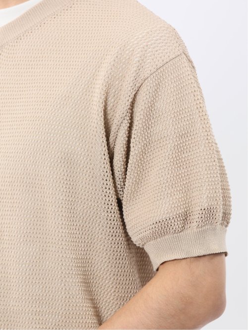 透かし編み Vネック プルオーバー & 半袖 Tシャツ アンサンブル