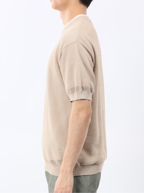 透かし編み Vネック プルオーバー & 半袖 Tシャツ アンサンブル