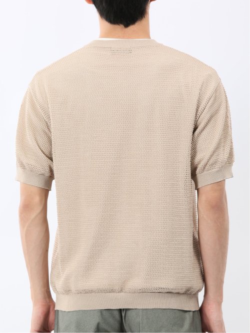 透かし編み Vネック プルオーバー & 半袖 Tシャツ アンサンブル