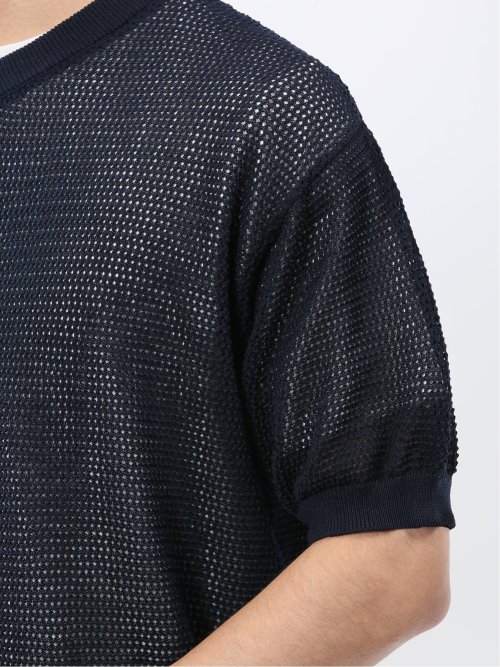 透かし編み Vネック プルオーバー & 半袖 Tシャツ アンサンブル