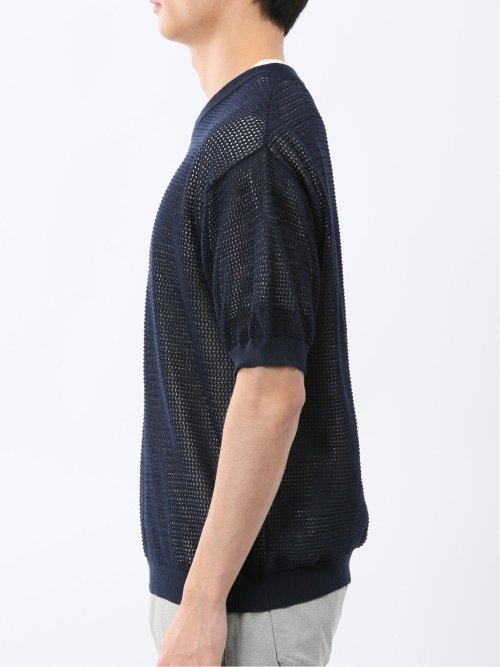 透かし編み Vネック プルオーバー & 半袖 Tシャツ アンサンブル