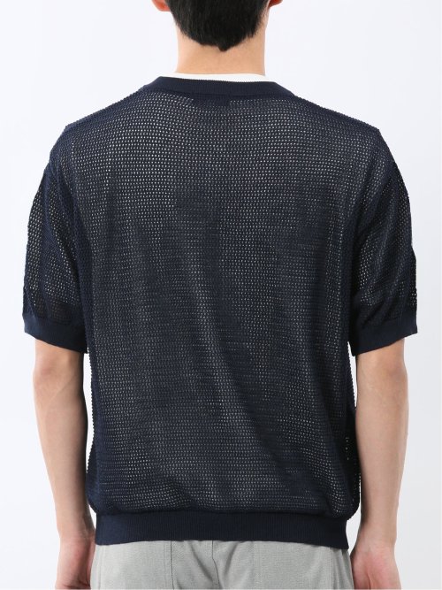 透かし編み Vネック プルオーバー & 半袖 Tシャツ アンサンブル