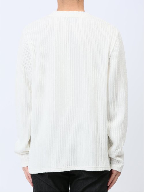 ふくれストライプ Vネック長袖Tシャツ