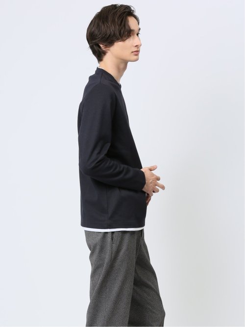 マイクロヘリンボンジャガード クルーネック長袖Tシャツ