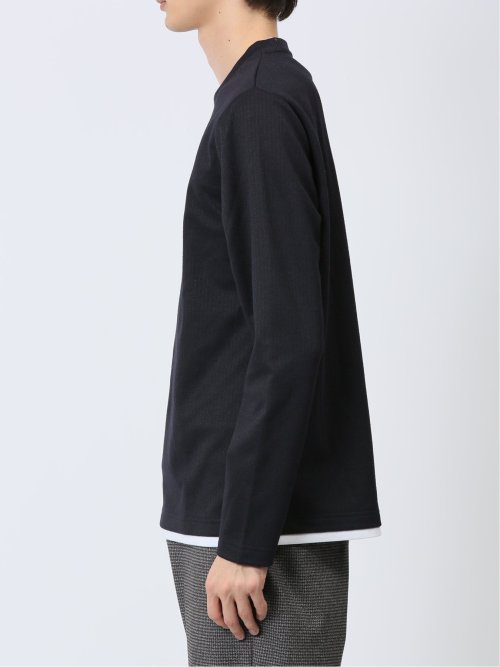 マイクロヘリンボンジャガード クルーネック長袖Tシャツ