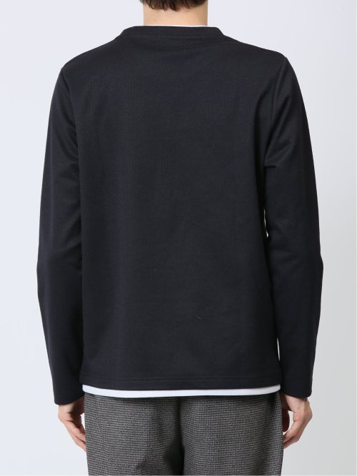 マイクロヘリンボンジャガード クルーネック長袖Tシャツ