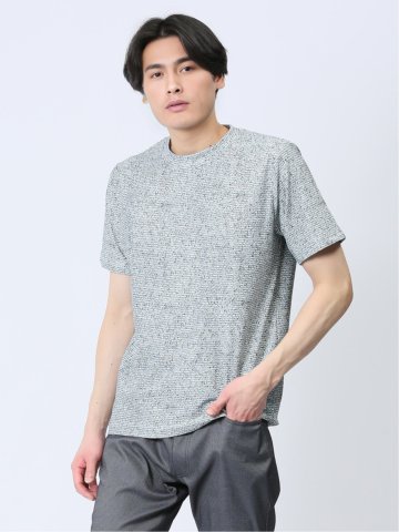 メッシュ 転写プリント クルーネック半袖Tシャツ