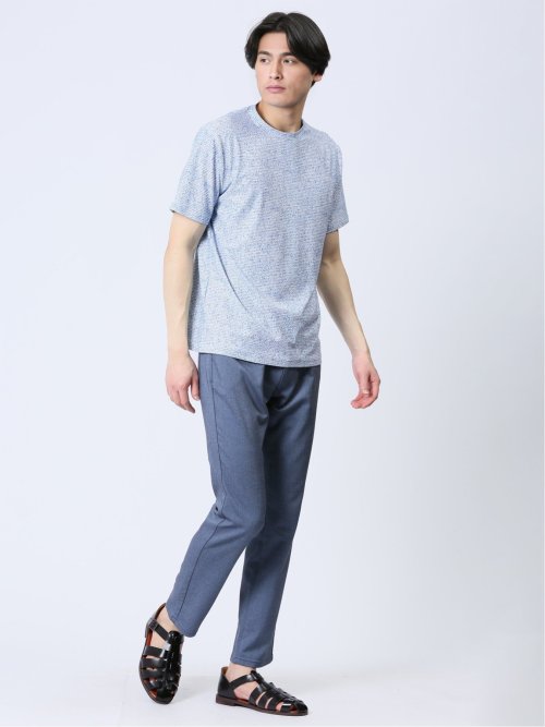 メッシュ 転写プリント クルーネック半袖Tシャツ