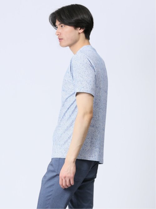 メッシュ 転写プリント クルーネック半袖Tシャツ