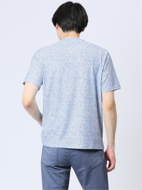 メッシュ 転写プリント クルーネック半袖Tシャツ