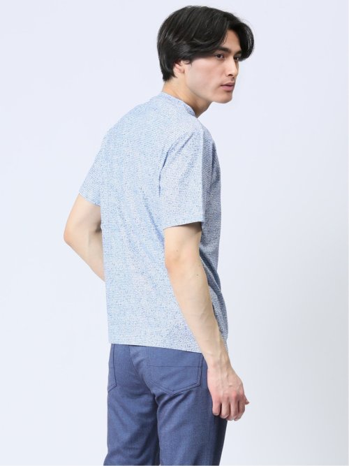 メッシュ 転写プリント クルーネック半袖Tシャツ