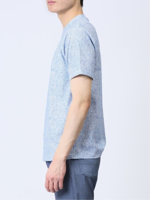 メッシュ 転写プリント クルーネック半袖Tシャツ